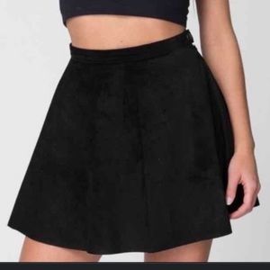 American apparel black suede leather circle skirt medium